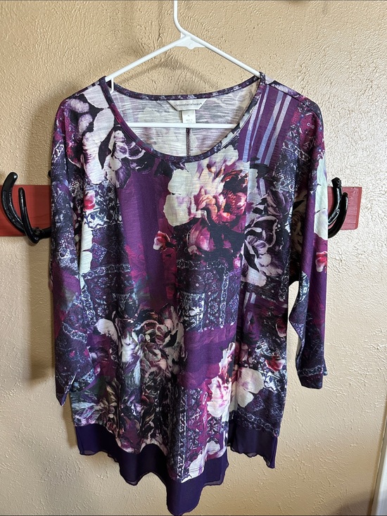 Christopher & Banks Tops - Christopher & Banks Purple Floral & Abstract Long Sleeve Tee